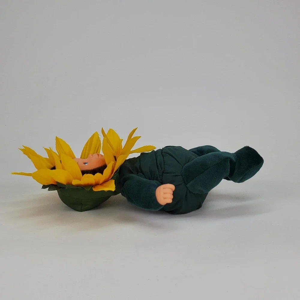 Anne Geddes Baby Sunflowers Plush Bean Filled Collection Doll 1999 Unimax 9 inch